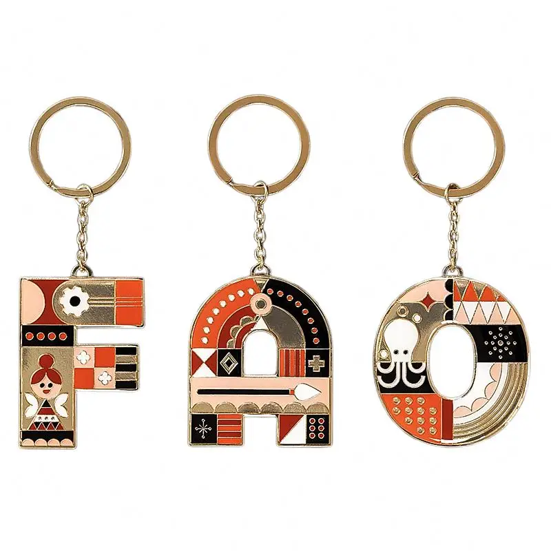 Wholesale Enamel Keychain Brass Creative Keyrings Metal Pendant Charm