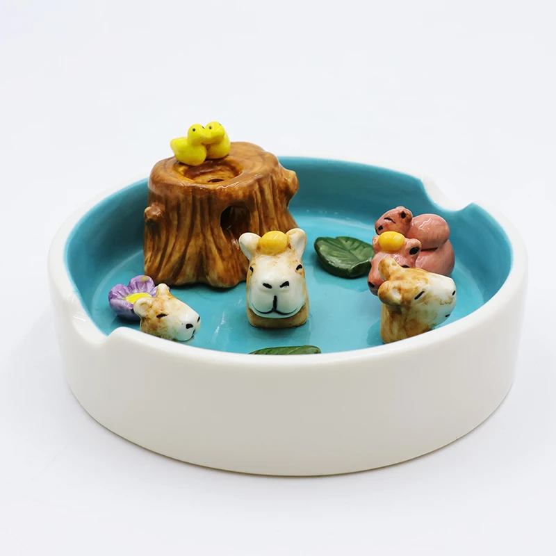 Wholesale office decor cute new design 3d cigar ash tray deflow incense burner custom ceramic guinea pig ashtray