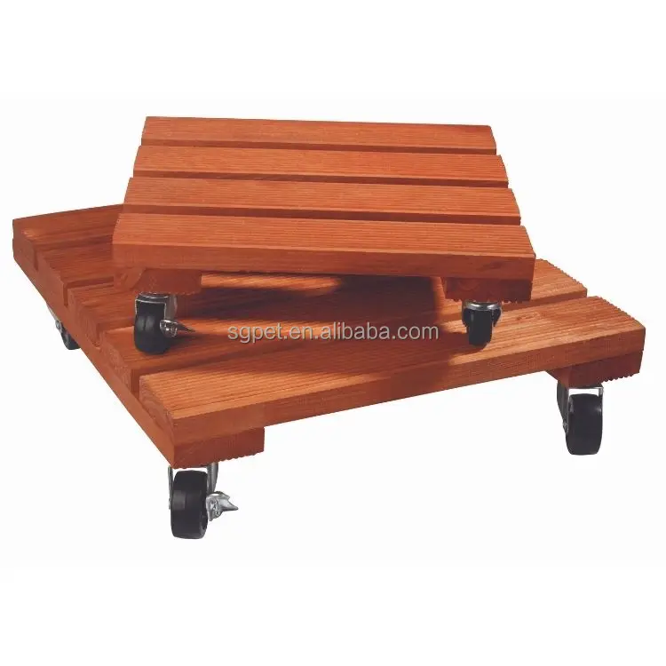 Wholesale custom Wooden plant mover with wheels, Plant pot Trolley