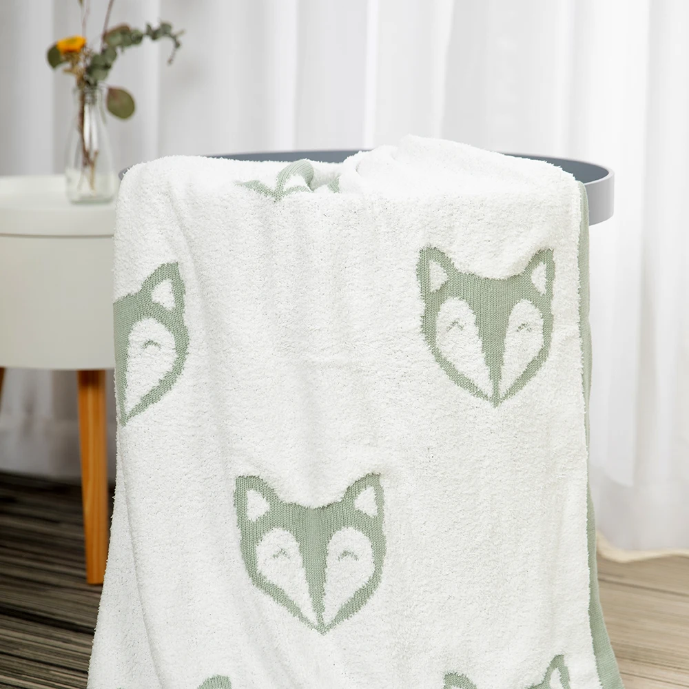 Baby Cotton Knitted Blankets Custom Woven Blanket Own Design Double Sided Blanket