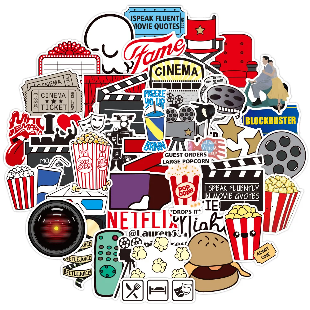 
50pcs/pack Creative cinema movie party Popcorn cola Leisure life Sticker for Luggage laptop Mobile Phone Creative label Sticker 