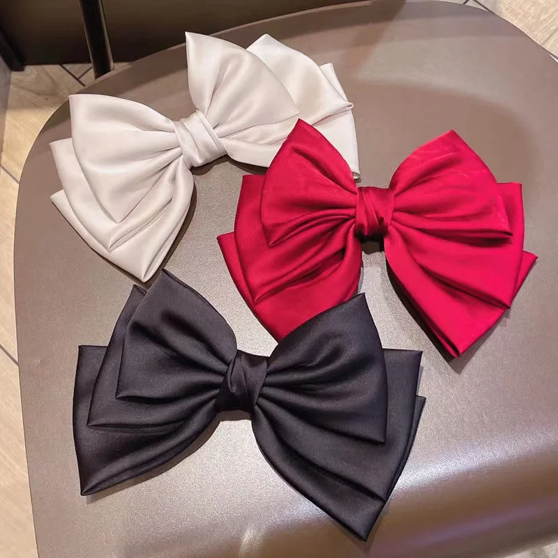 Style Luxury Hairpins New Designer Boutique Large Big Satin Ribbon Bow Hairpin Women Girls bowknot hairpin