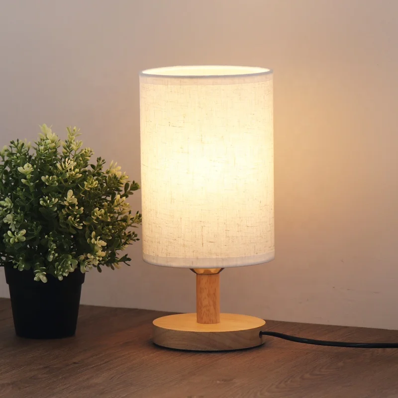 Decorative fabric Lamp Nordic Modern Style Hotel Desk E27 Wood Table Lamp With Lampshade Nordic simple high-end desk light