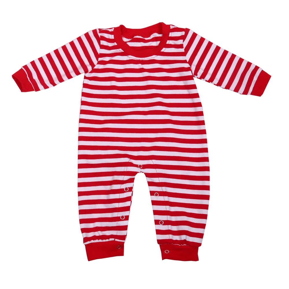Low MOQ Baby Onesie Pjs Boutique Stripe Long Sleeve Winter Overalls Christmas Pajamas Romper