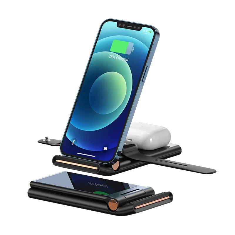 KUULAA Folding 15W 3 in 1 Wireless Charger Portable For Iphone Samsung Huawei Fast Charging Station Multi-function Charge stand