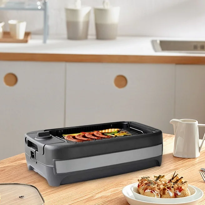 Hot Sale High Quality Indoor Mini Barbecue Pan Griddles 2 In 1 Smokeless Indoor Electric Bbq Grill