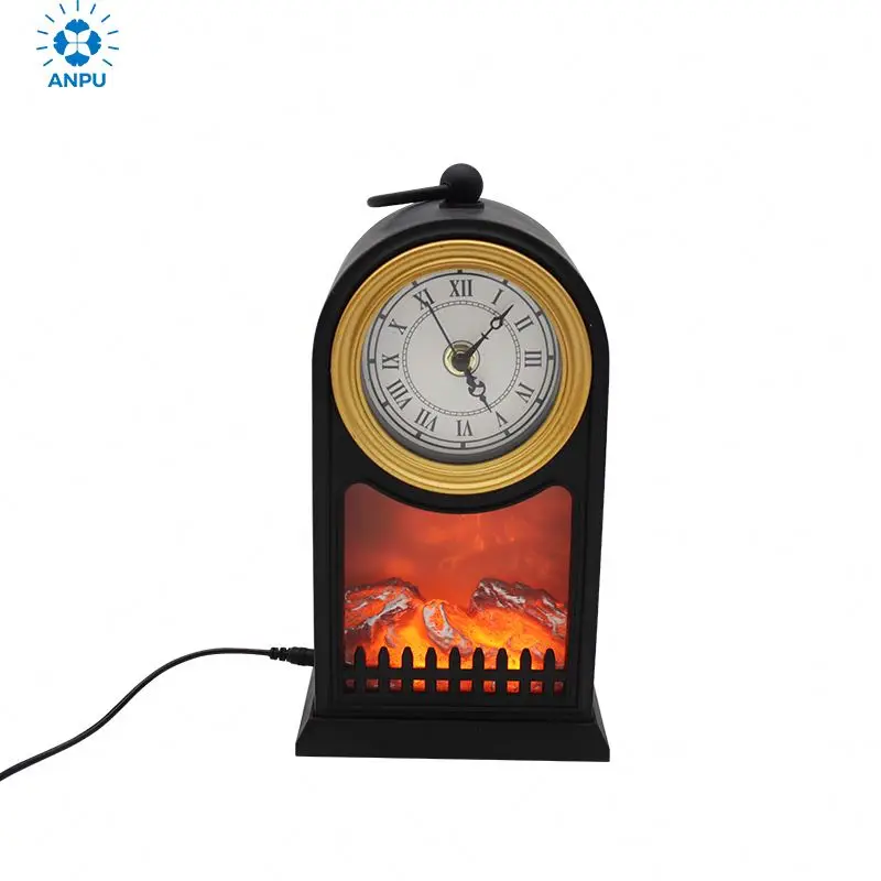 Nordic New Fashion Pendulum Clock LED Fireplace Lamp Flame Lamp Hotel Atmosphere Family Wall Combination Wall Pendant