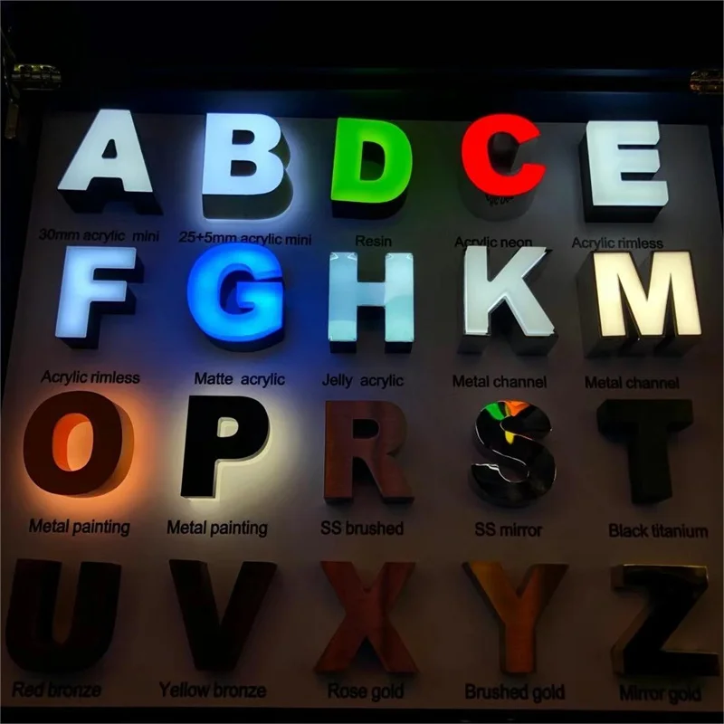 Custom Business Led Sample Box Outdoor Advertising Light up Letters Led Sign Indoor Office Logo Sign