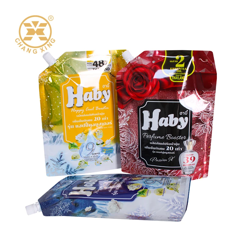 Machine Filling Washing Liquid Detergent Plastic Stand up Spout Pouch Custom Design Printed Aluminum Spout Doypack Pouch
