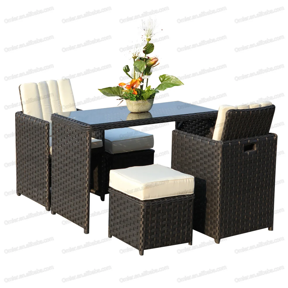 5 PCS Wholesale Simplicity and Practical Complete Garden Dining Conversation Set Rattan Patio Furniture