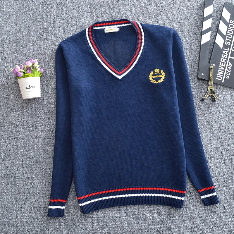2022 Hot sale custom international primary school high school v-neck sweater school uniforms