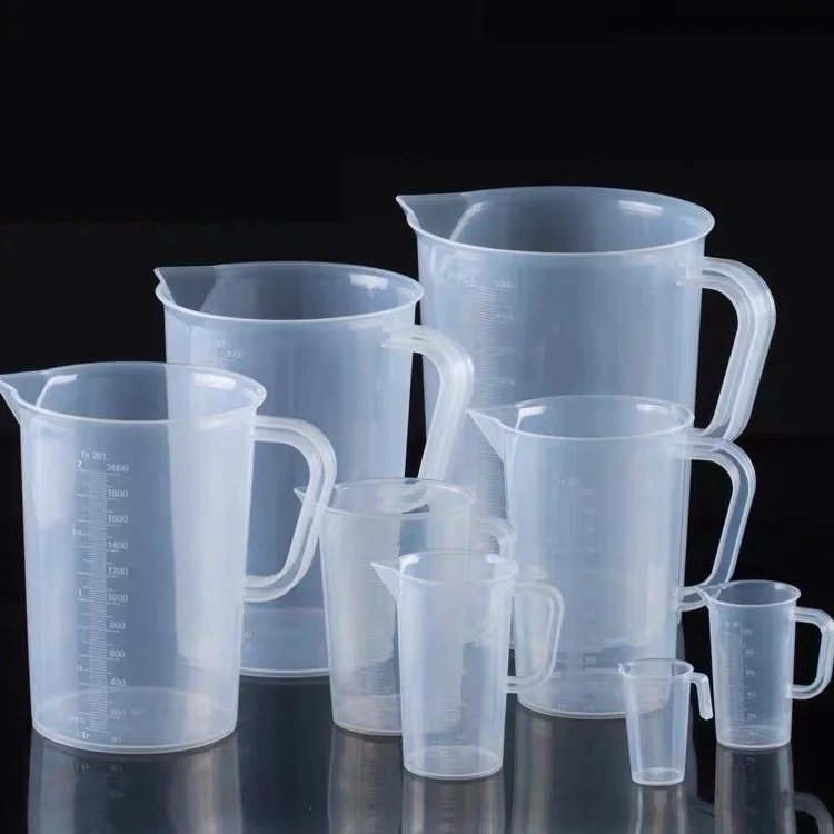 100ml 250ml 500ml 1000ml 2000ml Lab Graduated Plastic Beaker Measuring Cup With Plastic Handle
