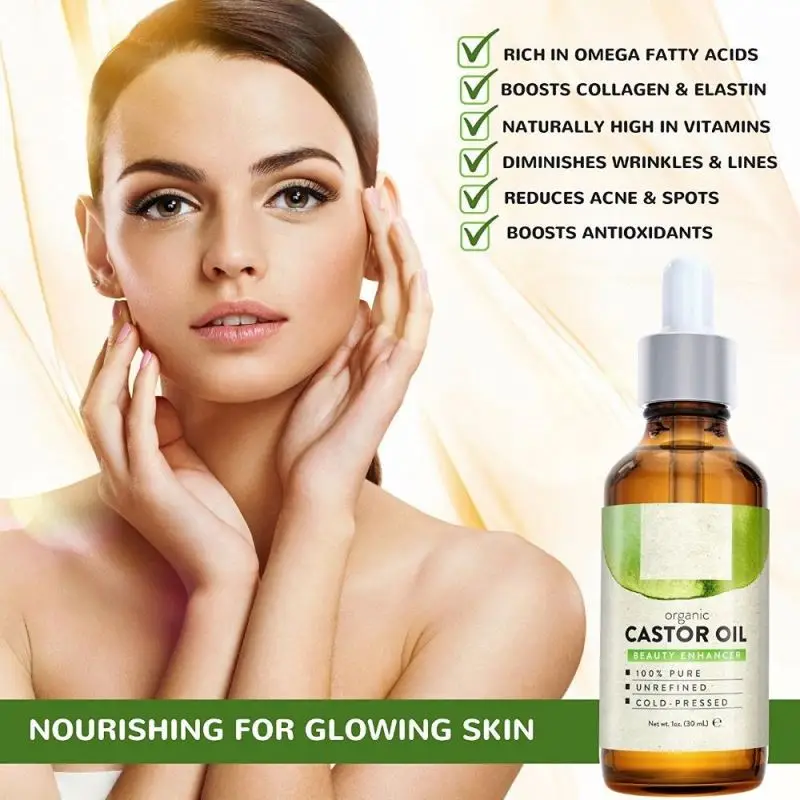 Private Label 100% Organic Cold Pressed Eyelashes Eyebrows Gorwth Castor Oil