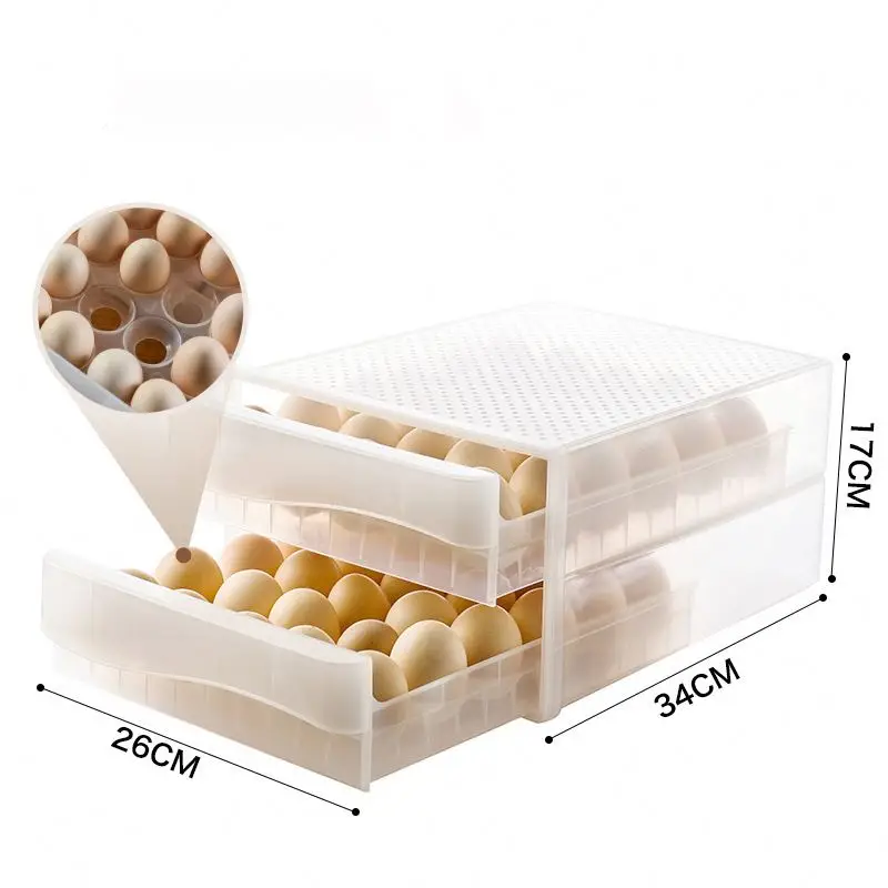 High Quality Food Grade Portable Household Plastic Organizer Case Holder Box Fridge Freezer 30 Eggs Container Storage Boxes