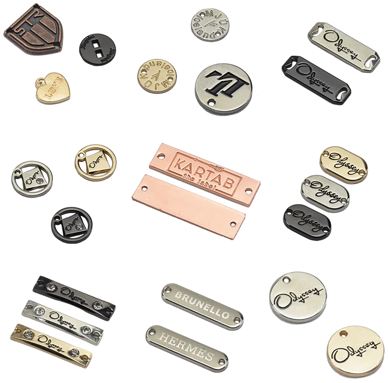 Garment Accessories Brand Logo Bag Gold Embossed Metal Label Tag Metal Tag Plate Custom Logo For Garment Clothes Bag