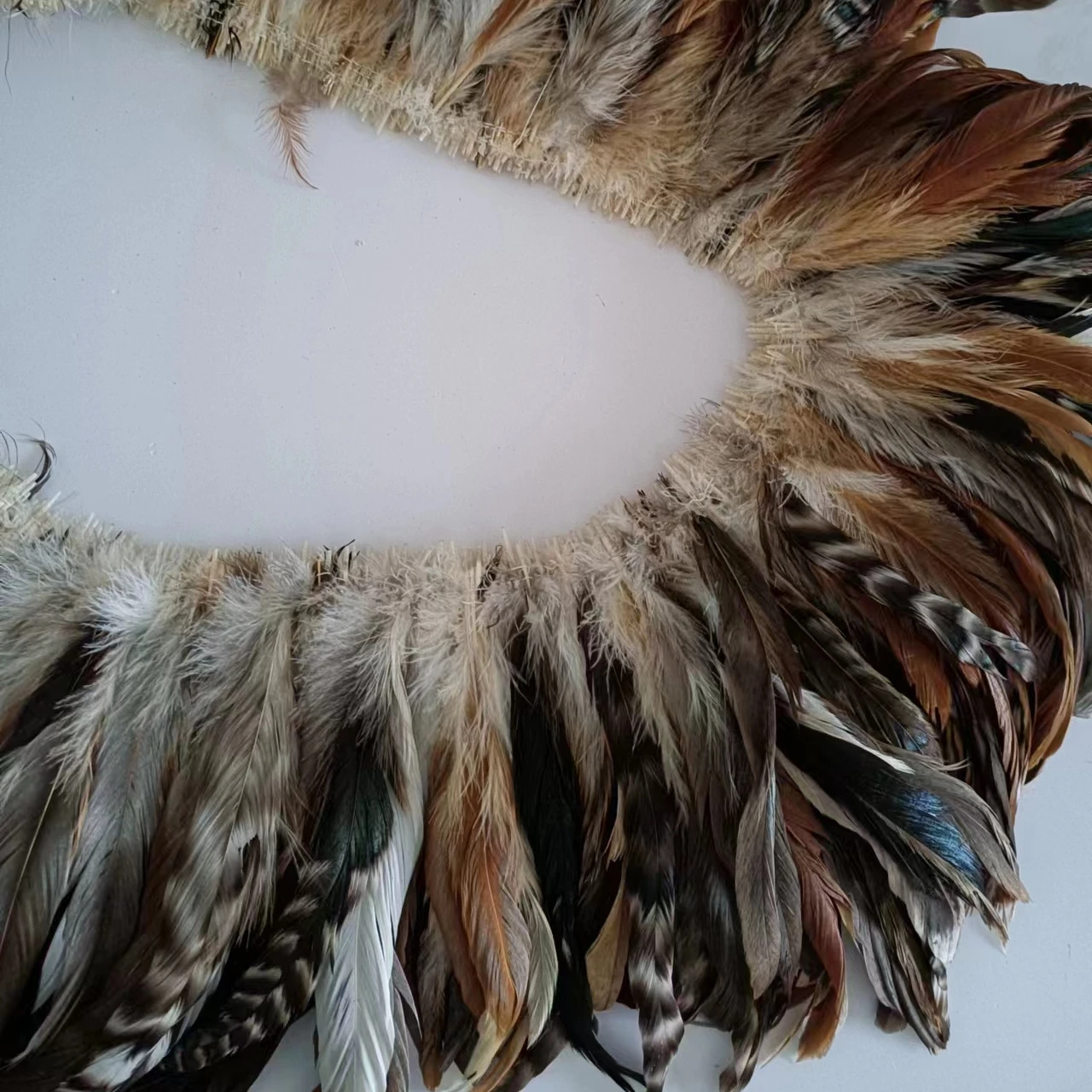 6-8' 15-20cm  rooster mixed bronze chinchilla tail Strung double stitched Rooster Feathers for hair extention,fly fishing tying