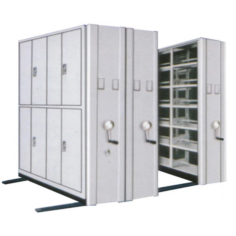 Light Gray Manual Mobile Compactor Shelving Unit Modern Metal File Collection Rack Home Office Hospital Supermarket Storage