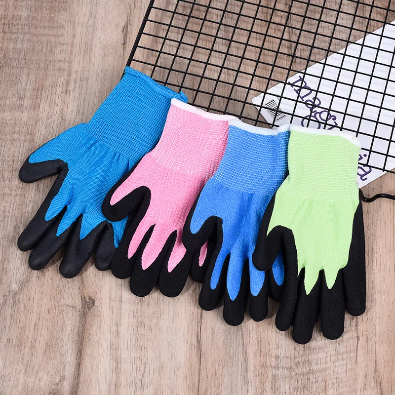 Kids garden gloves safety abrasion resistance protective level 5 industrial cut resistant gloves