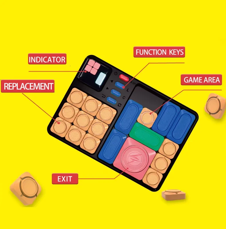 interaction Digitale Handheld Games Slide Huarong Road Pegged Jigsaw Puzzle Levelled UP Challenges Brain Teaser Educational Toy