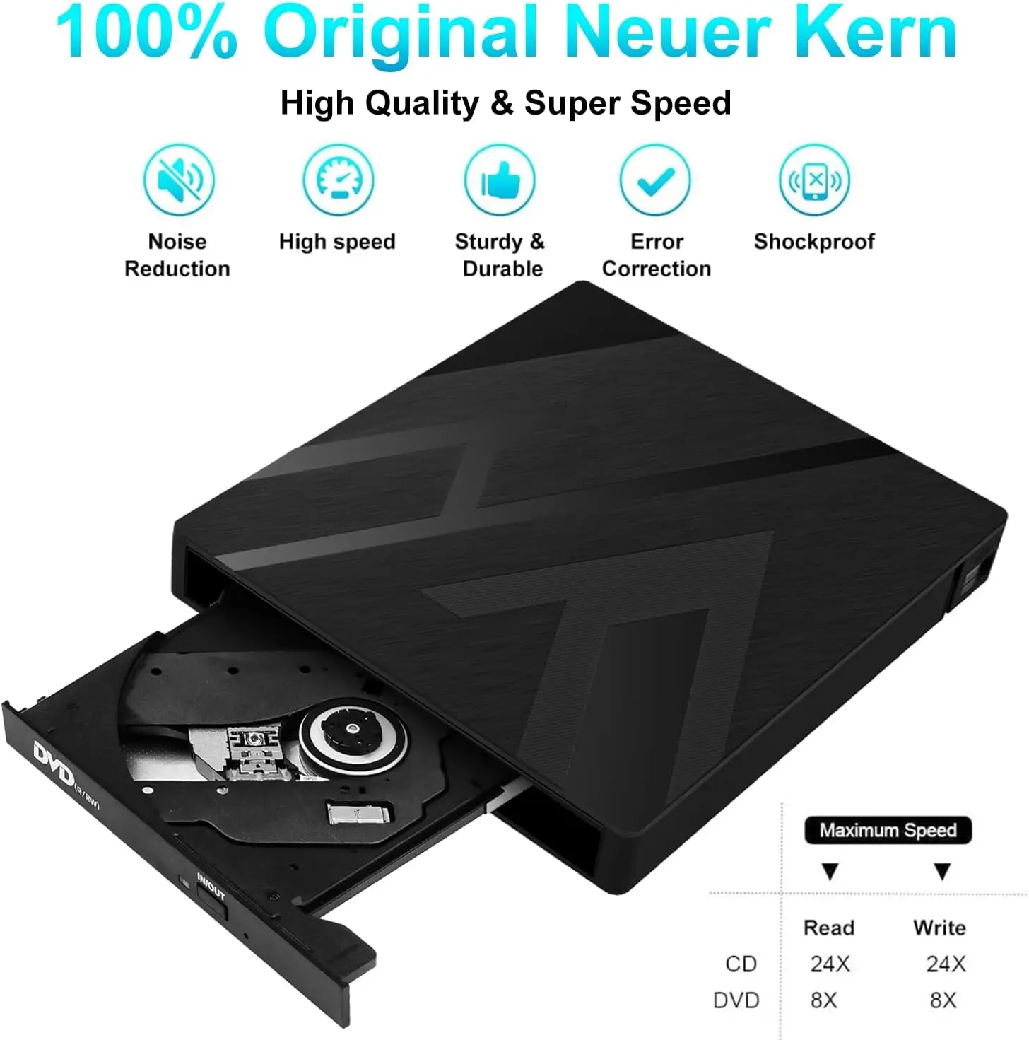 5-in-1 EDD31 External DVD Drive Type-C+USB3.0 Free Drive Tray Optical CD-RW DVD-RW Writer Burner For Mac Wins10 Laptop Computer