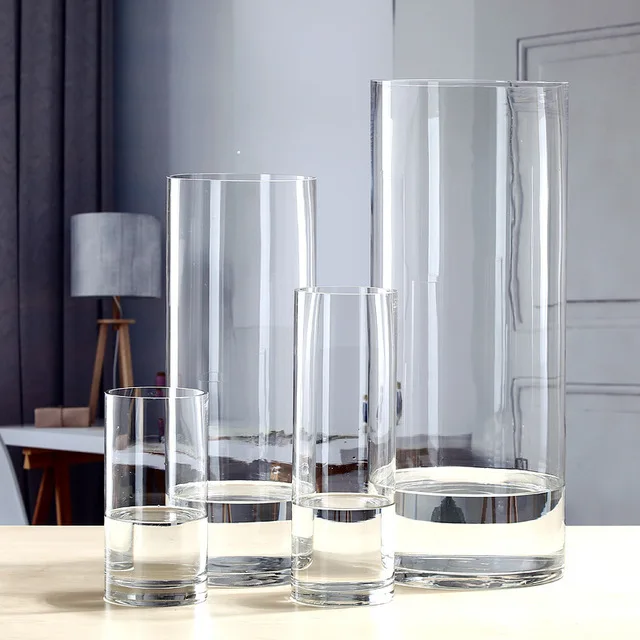 Fast delivery Classic Flower Bottle Glass Cylinder Vase For Home vases decor flower