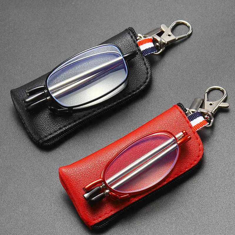 Eugenia 2022 Anti-blue Light Elderly Mirror Mini Zipper Bag Telescopic Legs Antenna Foldable Reading Glasses Wholesale