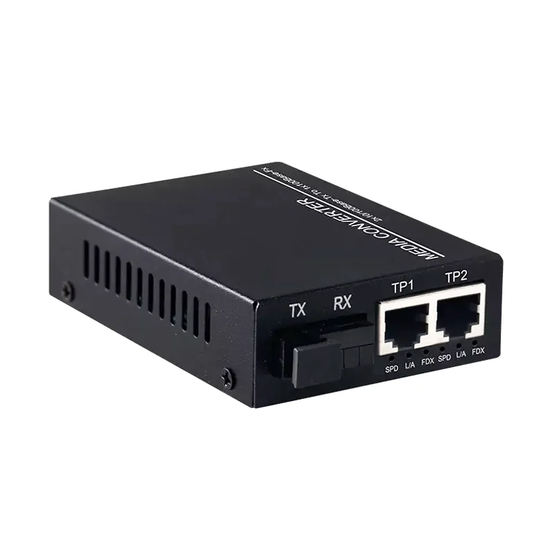10/100Mbps 1 fiber port+ 2 RJ-45 port switch Fiber Optic Media Converter 100M 2 Ports Optical Converter