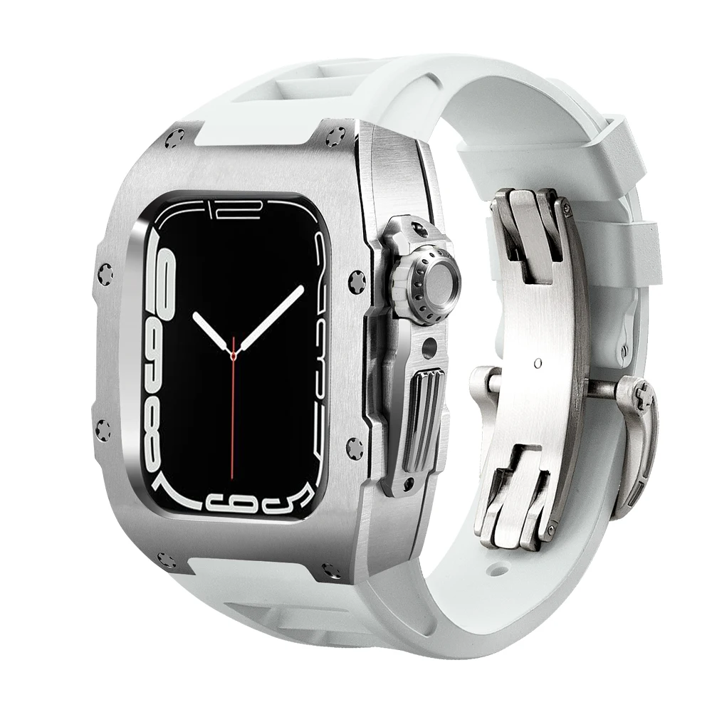 Комплект для часов из нержавеющей стали 316L резиновый корпус Apple Watch Series 8 7 6 SE 5 4 3 44 45