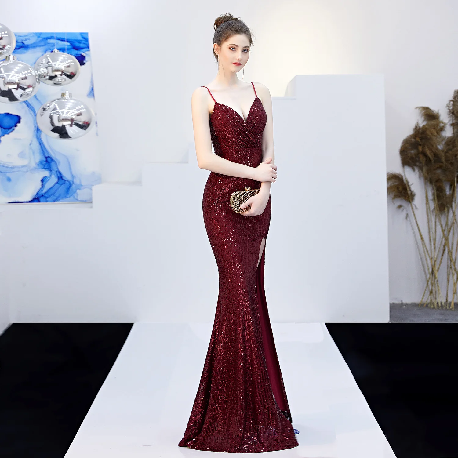 High Quality Fairy Atmosphere Dreamy Party Sexy Long Style Slimming Performance Fish Tail Long Skirt Evening Dress