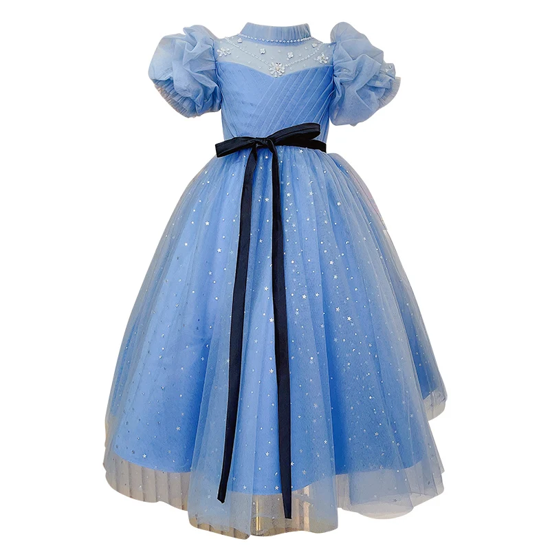 2023 New Children Long sleeve Clothes Summer Sequined Party Princess Dresses Kids Girls Frocks long dress for 12 year old girl