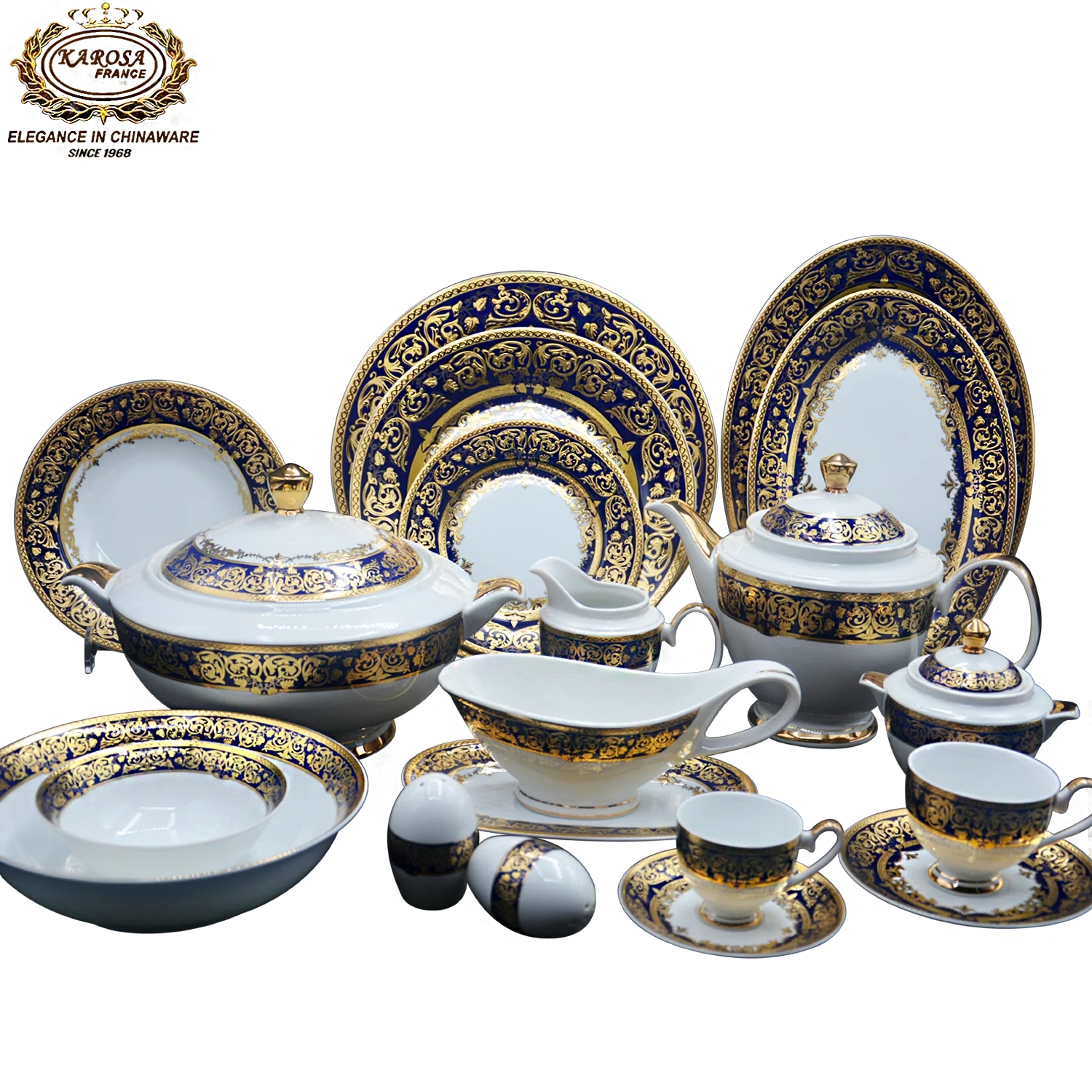 Роскошная Посуда из рельефного золотого фарфора в классическом стиле, набор для ужина KAROSA