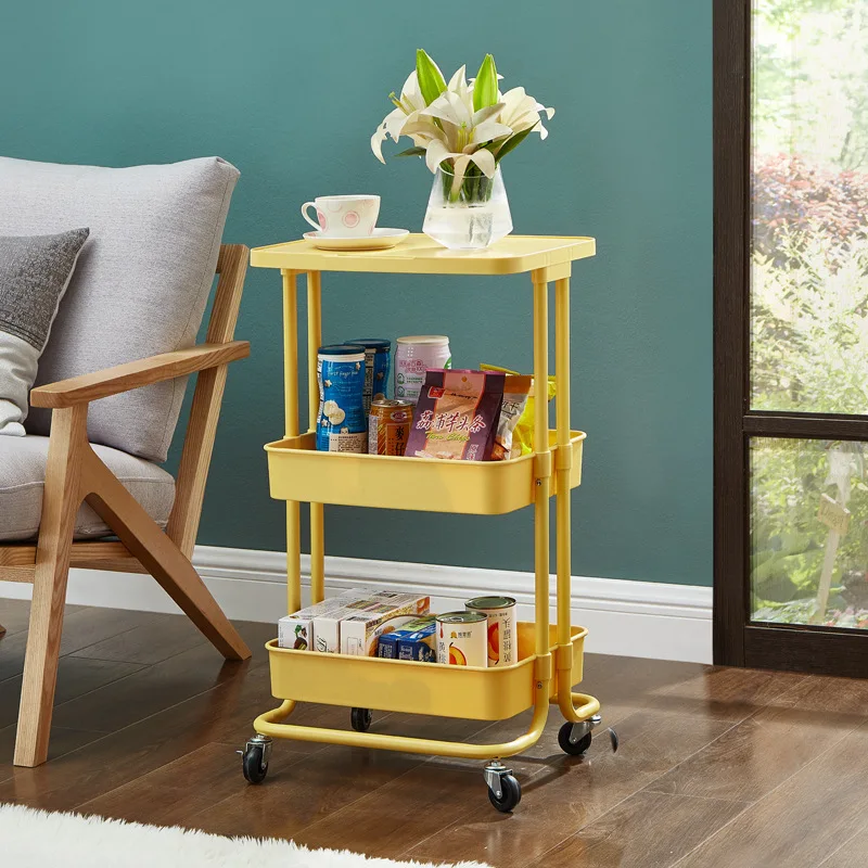 3 layer practical organizer removable storage shelf Kitchen storage Have wheels   Multifunctional storage shelf plastic metal