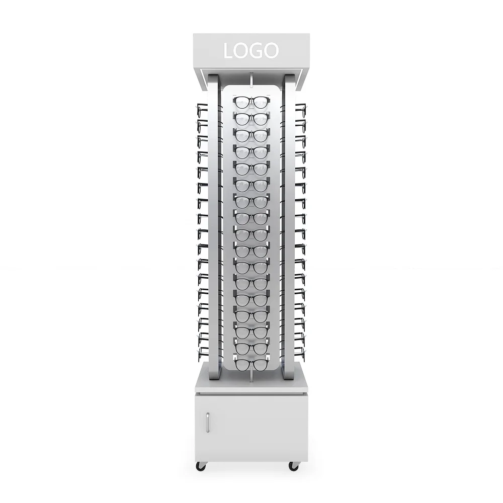 Yiree shop case brand quality wood 68 pairs rotating eyewear displays sunglasses cabinet revolving showcase