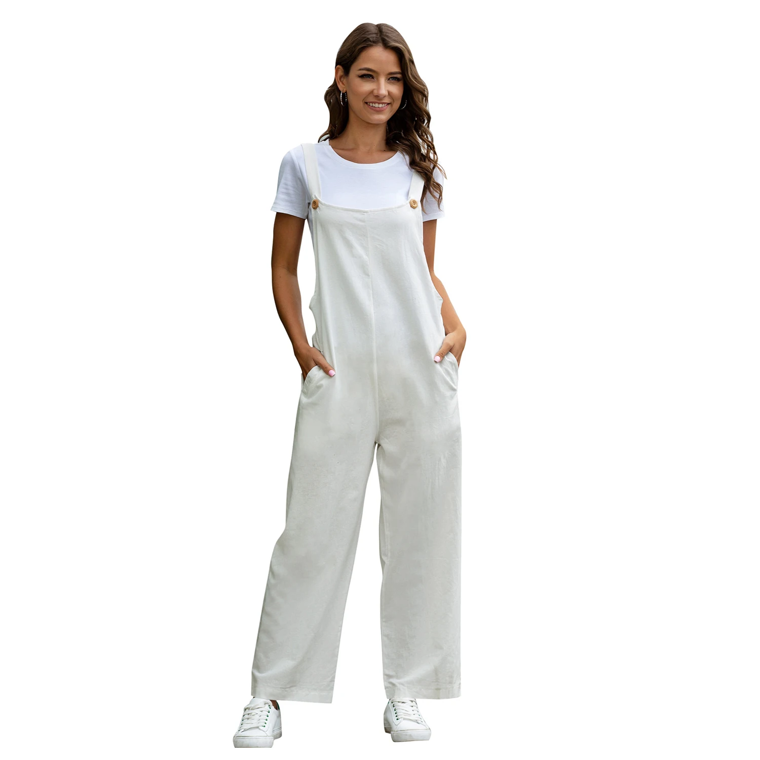 Новинка 2021, Женский Повседневный Длинный свободный комбинезон в стиле ретро, однотонный, на выбор, прямые широкие брюки, брюки