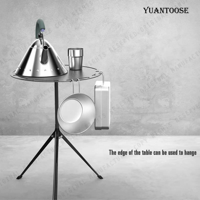 Outdoor Round Desktop Triangle Support Portable Aluminium Folding Table For Camping