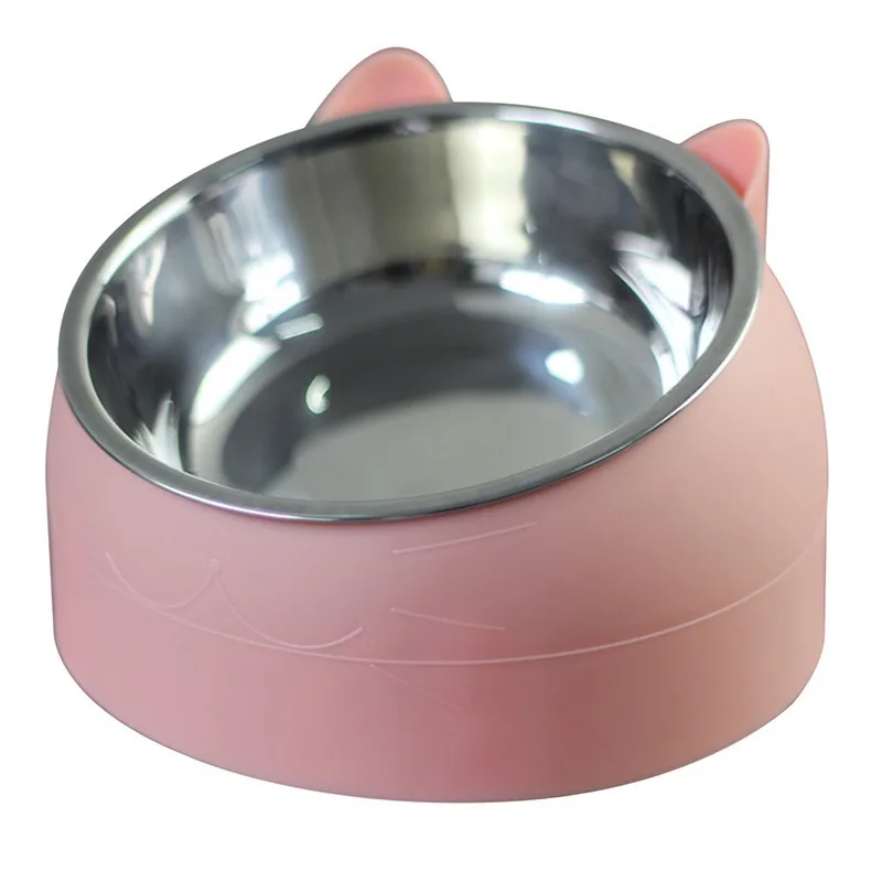 New Factory Hot sale Stainless Steel Anti Overturning Double Bowl Pet Slow Feeder Bowl Cute Cat Dog Food Bowl
