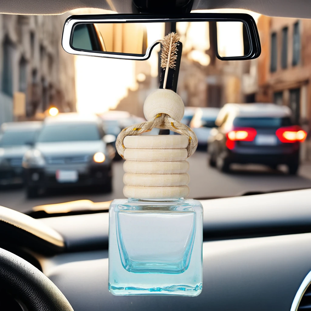 Premium Quality 8 ML Empty Thicken Glass Bottle Hanging Multi-Color Car Air Freshener For Adding Essential Oil