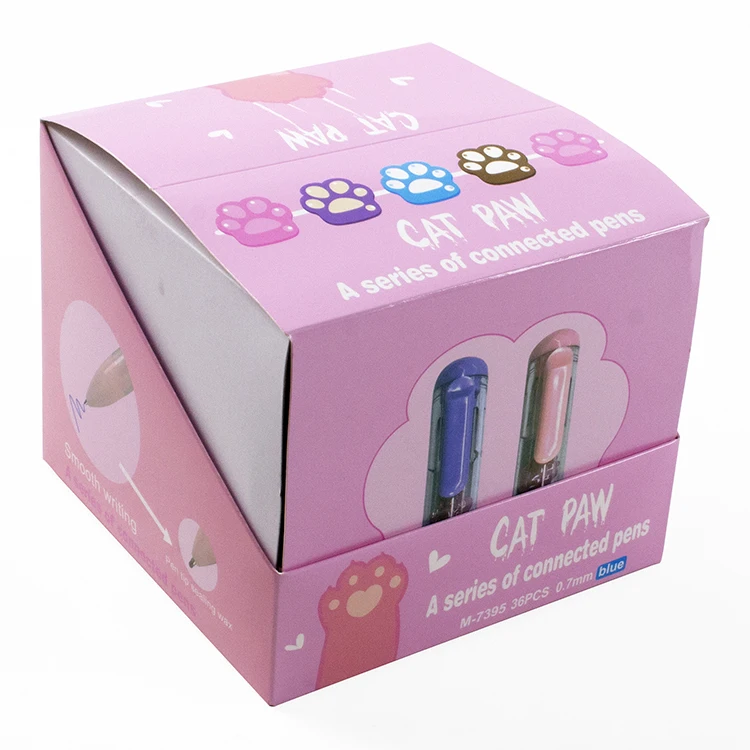O&Q  New cartoon Kawaii pen with cat paw DIY skewer utiles escolares semi gel ink pen creative design for School stationery.