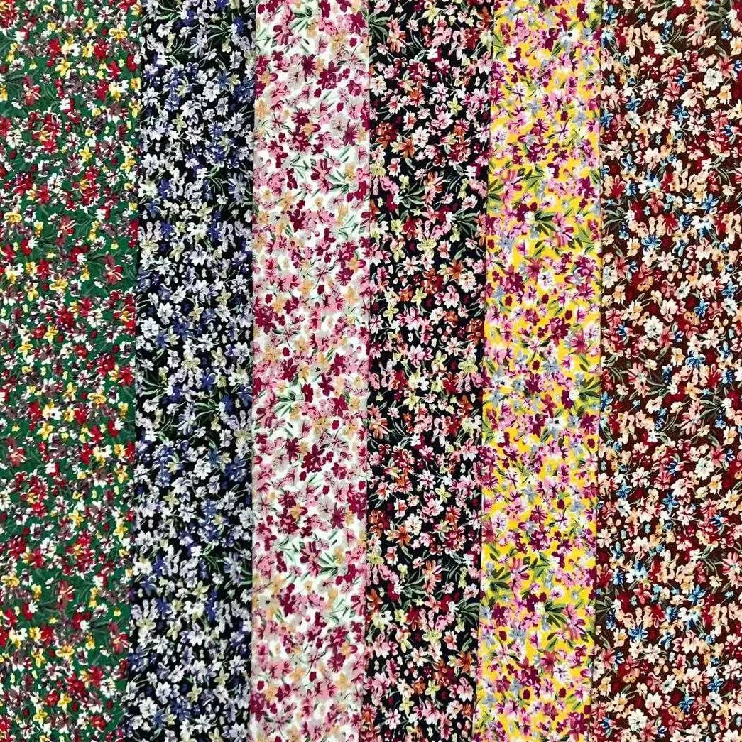 Hot selling manufacture 100% digital print small floral rayon viscose printed fabric for