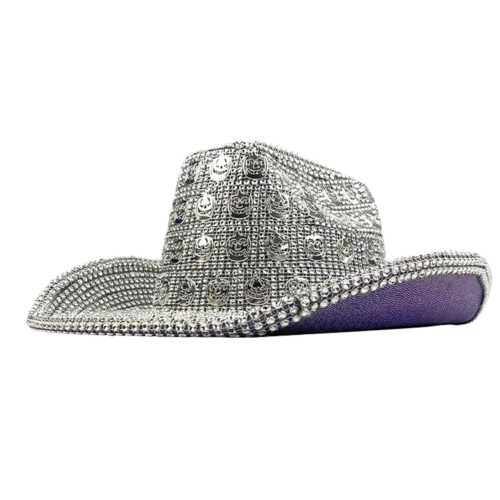Shiny Silver Rhinestone Bucket Hat for Adult Jazz Dance Hats Halloween Party Costume Accessory