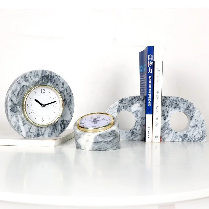 China factory direct sale decoration gift modern desk table marble clocks for home office