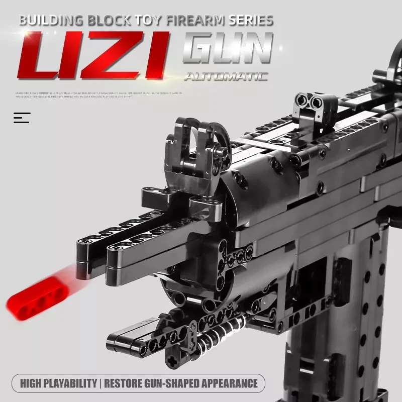 HW TOYS 796 PCS Military Assemble Insert Plastic Firearms Bricks Sets Model UZI Submachine Building Block Gun For Kids