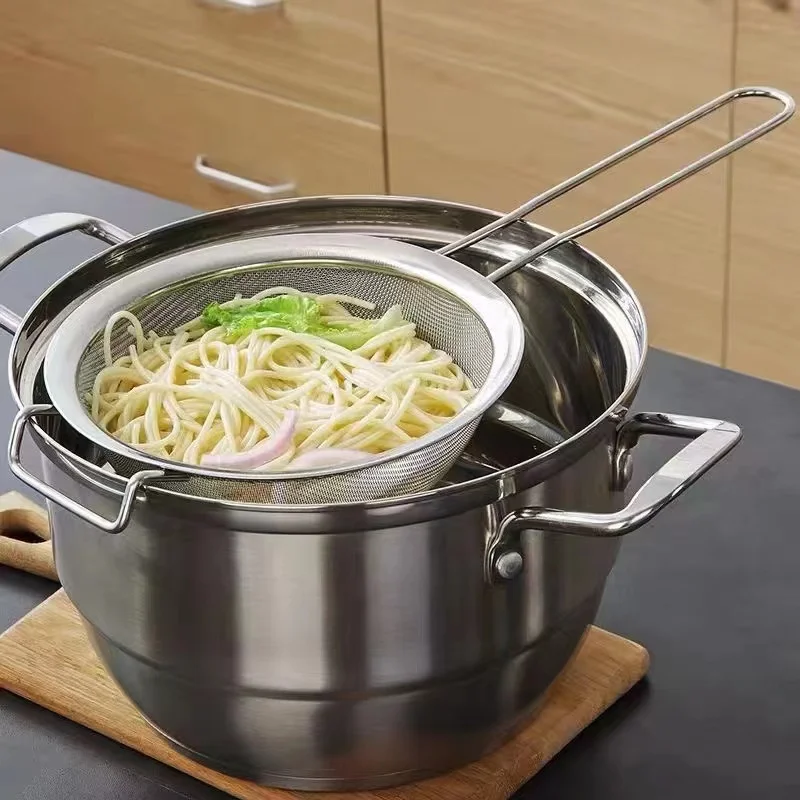 Set of 3 Stainless Steel Fine Mesh Strainer Pasta Strainer with Handle for Kitchen Food Metal Strainer Sieve Sifter