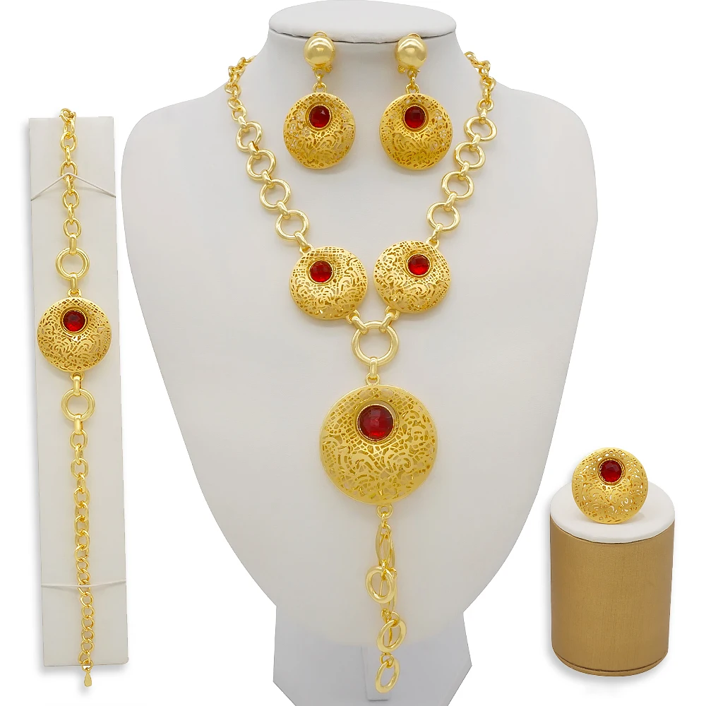 neckless wholesale high quality fashion jewelry sets necklaces sets gold plated dubai jewelry sets women 18k