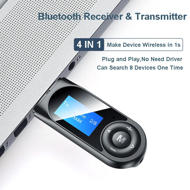 Bluetooth version 5.0 USB Dongle 2in1 Wireless Bluetooth audio Transmitter Receiver for TV Speaker Amplifier Projector Car