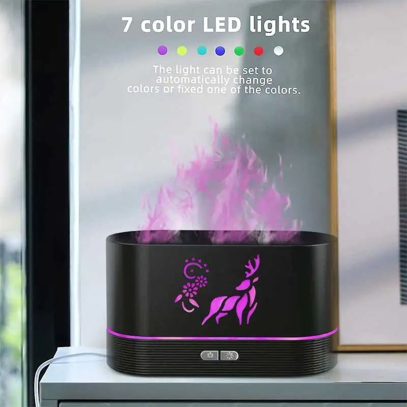 Factory new product portable cold fog mini humidifiers LED lamp home flame aroma diffuser ultrasonic essential oil diffuser