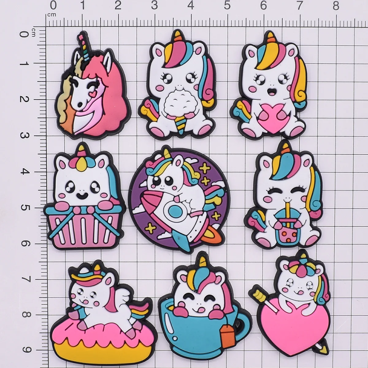 New Unicorn Shoe Charms Cartoon Cute PVC Soft Rubber Shoe Buckle Ornament Decoration Removable Shoe Flower Charm