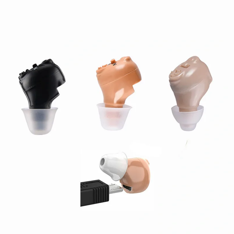 G17 BLACK MINI CIC DIGITAL Rechargeable Hearing Aid SOUND AMPLIFIER Invisible Hering amplifier Old people Deaf Hearing AIds