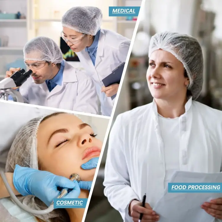 Disposable Cap Hair Net Cap Hair Hat Anti Dust Net Bouffant Cap Non-Woven Head Cover Hat Elastic Cleaning Hair Protect Hat