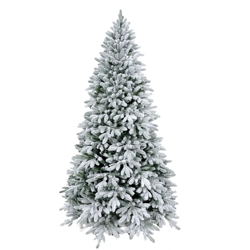 Factory Customized Pre-lit Snow Flocked Xmas Tree Holiday Decoration Pe Pvc Christmas Pine Tree With Lights